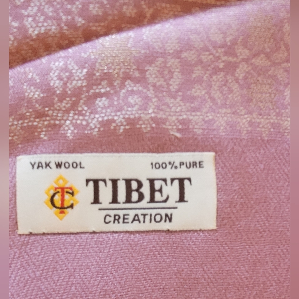 (2) different scarfs: Tibet Yak Wool Pink/Gold Shawl/Scarf 82x29 (315) - Picture 6 of 16